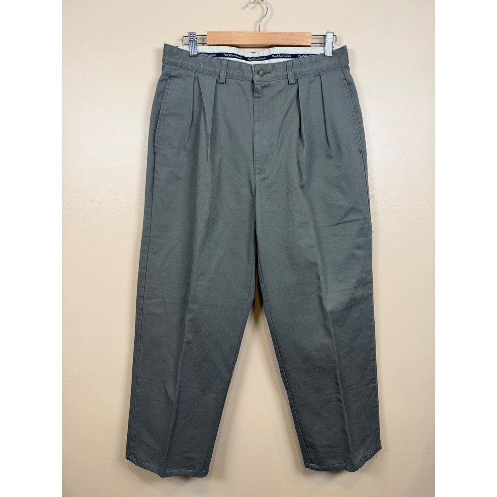 Polo Ralph Lauren Pleated Chino Pants Mens 34x29 Olive Green Relaxed Cotton
